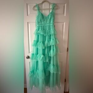 BETSY & ADAM
Mint Ruffle Tulle Ballgown Dress